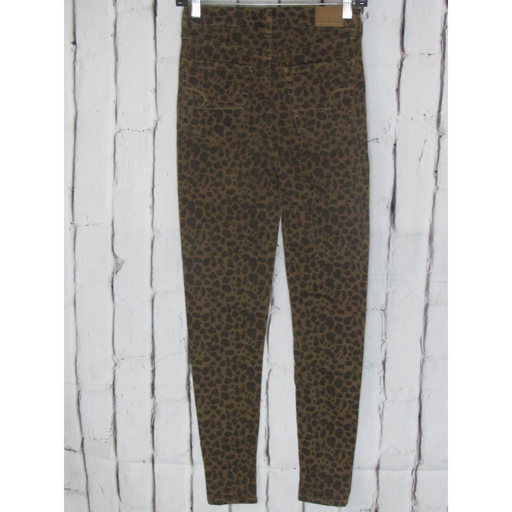 American Eagle women Jeans Size 2 Brown Cheetah Curvy Super Hi-rise Jegging - Picture 2 of 4